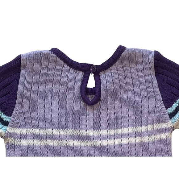 Children's Place Cotton Blend Long Sleeve Ribbed Knit Purple Sweater Dress, 4T - Picture 5 of 7